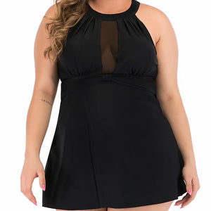 Two piece swimsuit with skirt plus size swimwear push up swimdress