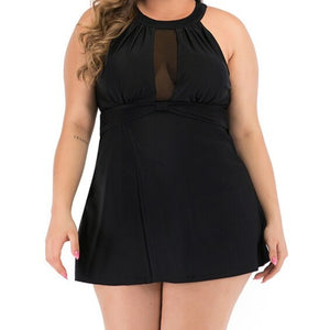 Two piece swimsuit with skirt plus size swimwear push up swimdress