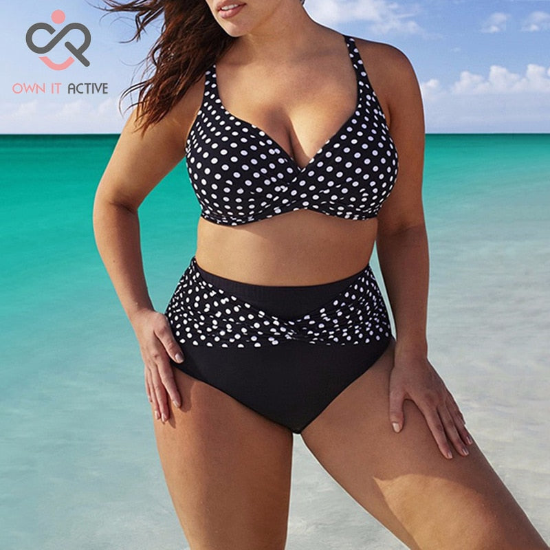 swimsuit 2022 new Plus Size Sexy Black Dots Woman Swimwear Bowknot High Waist Brazilian Bikini Set Bathing Suits Beachwear