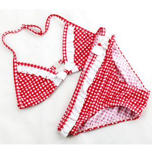 Cute Plaid Swimsuit  New Summer Children Split Two-piece